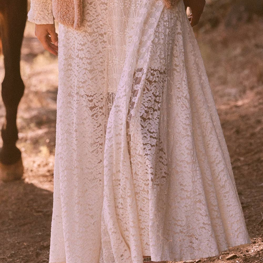 Floral Lace Multi-Panel Maxi Skirt