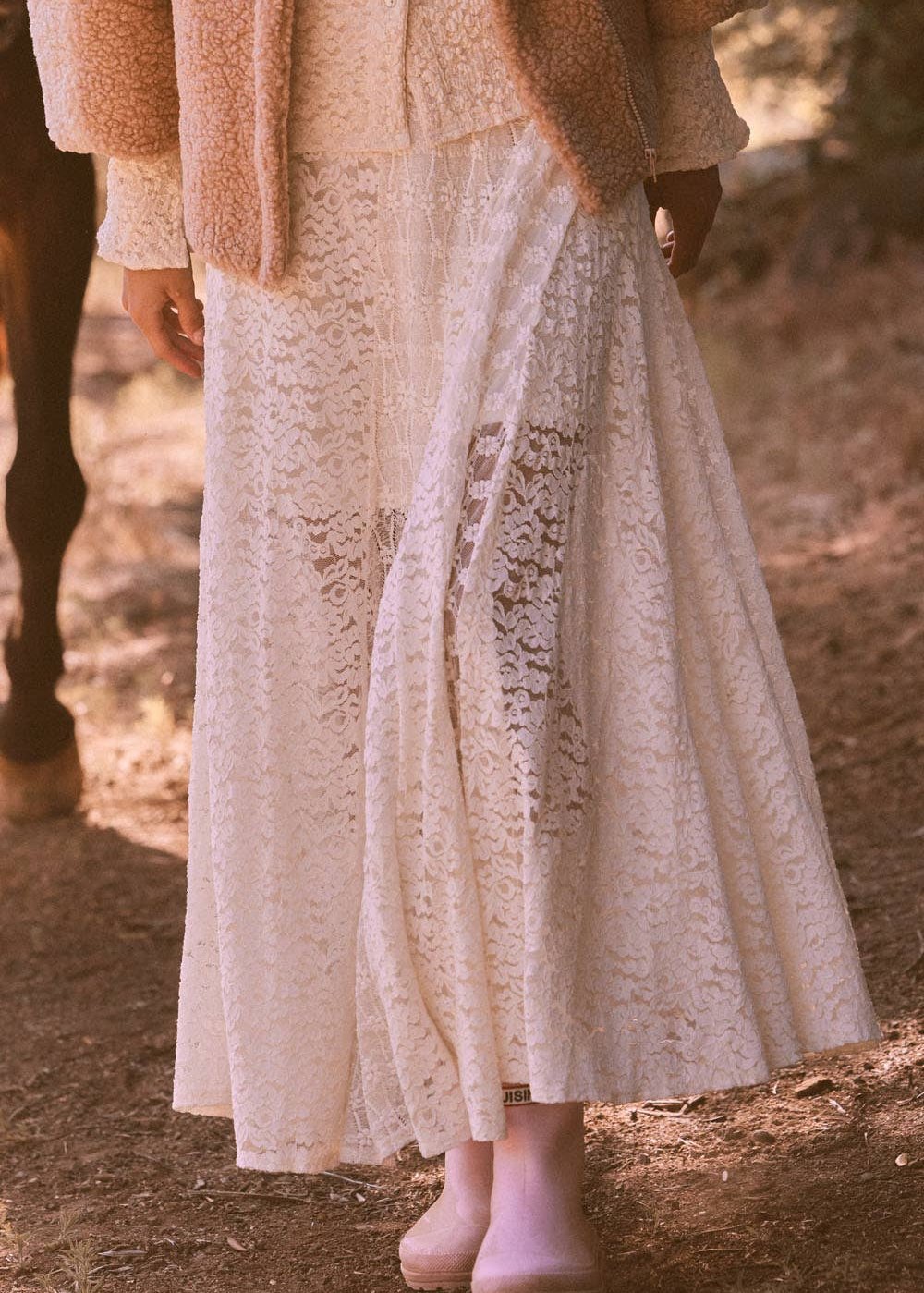 Floral Lace Multi-Panel Maxi Skirt