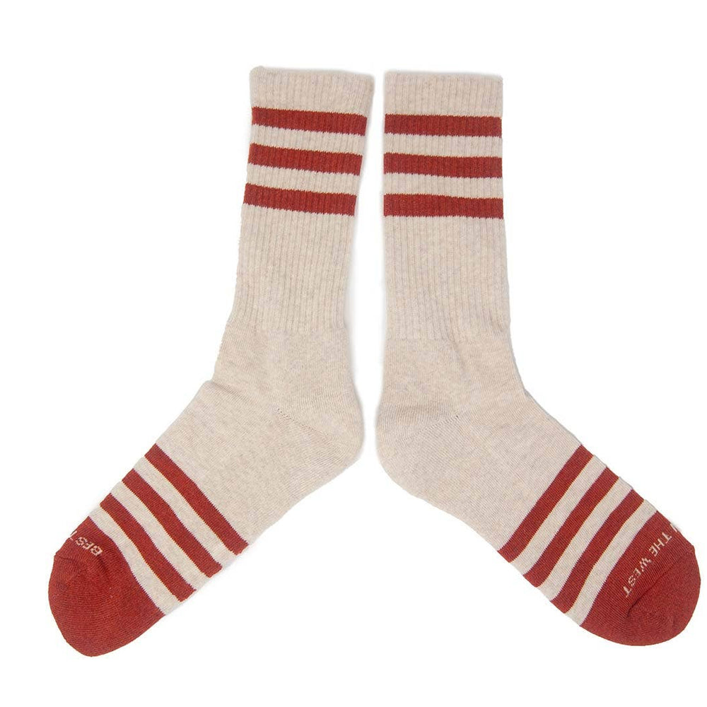 Heather Stripes Socks - Cream/Brick