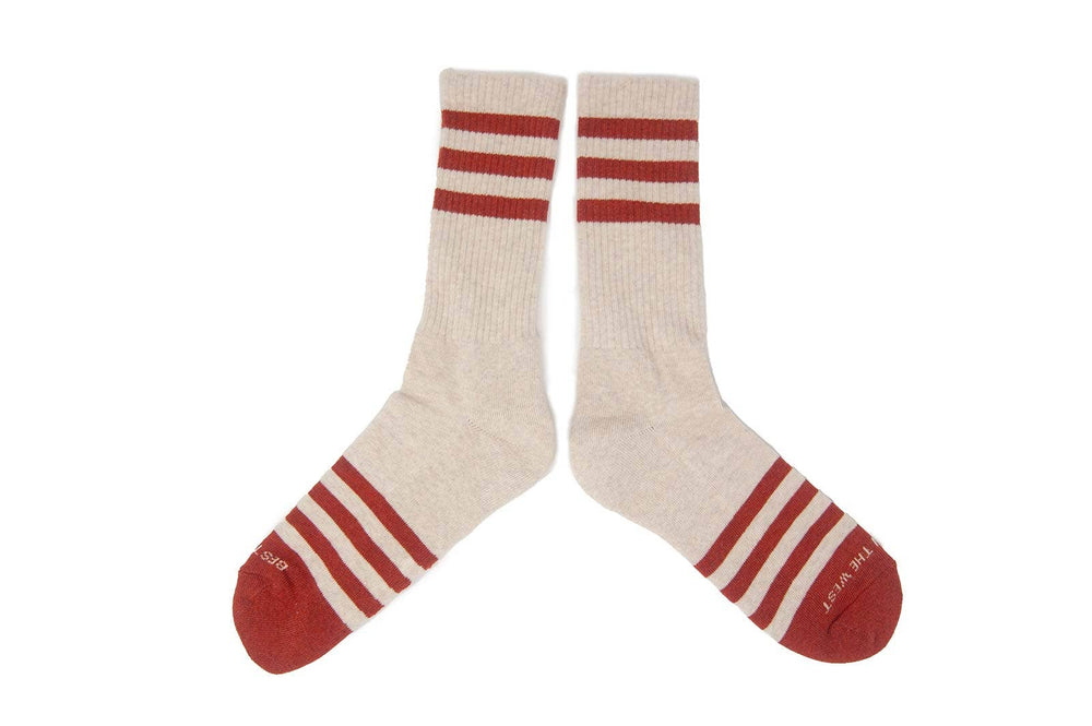 Heather Stripes Socks - Cream/Brick