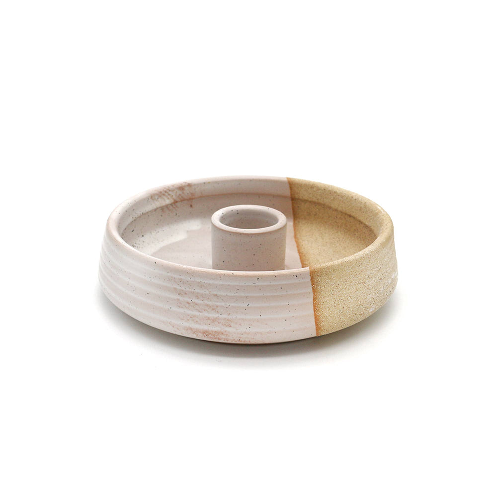 Palo Santo Burner (4 in.) - Beige w/ Ridges