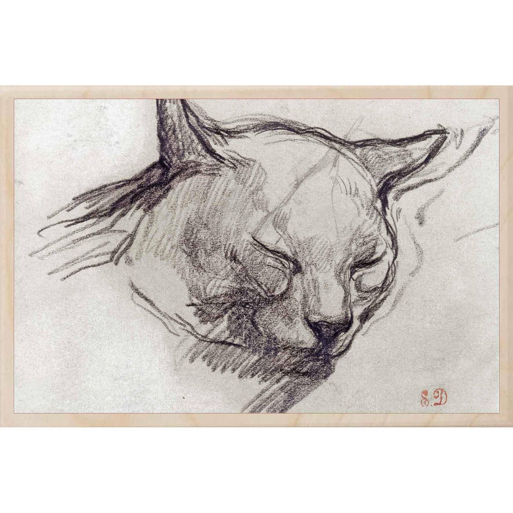 DELACROIX CAT wood card, wood magnet