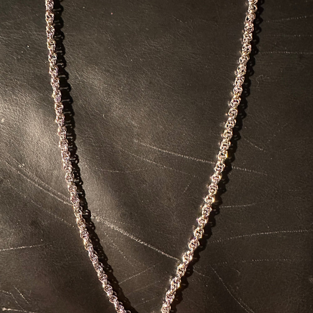 Vintage silver tone rope chain - 20 inch