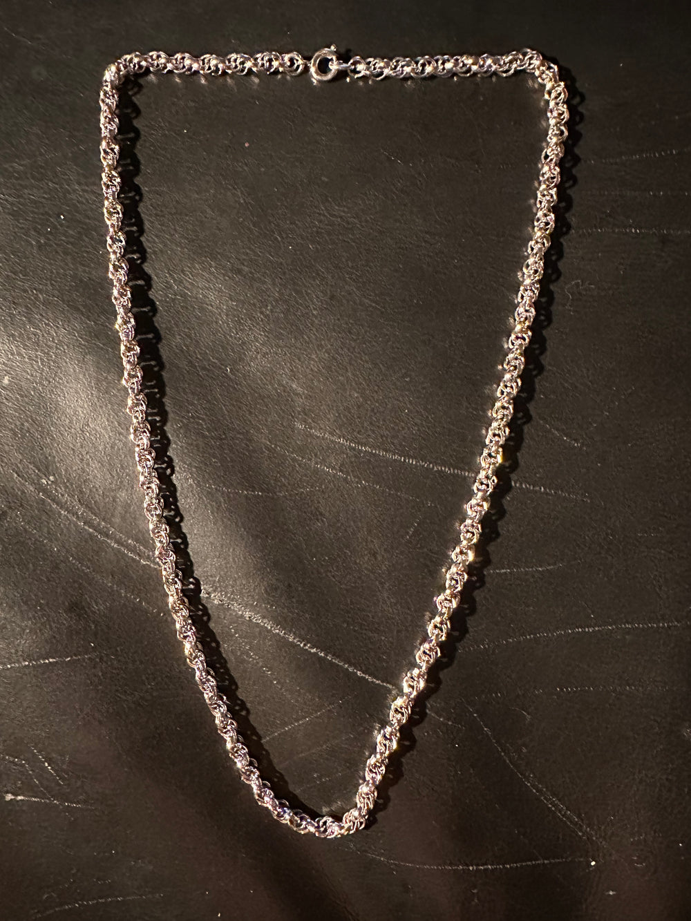 Vintage silver tone rope chain - 20 inch