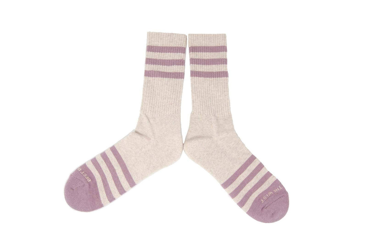 Heather Stripes Socks - Cream/Dusty Rose