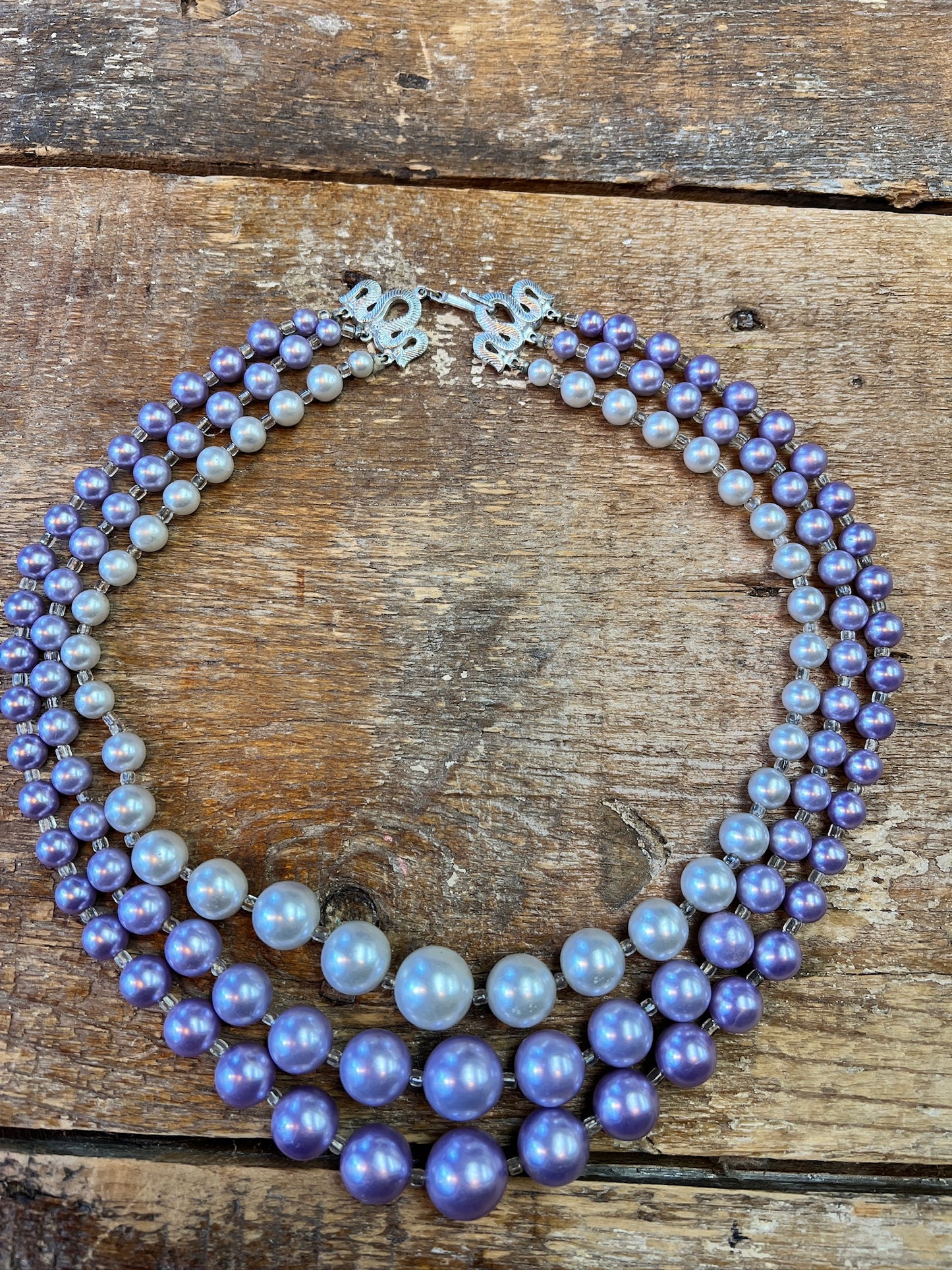 Vintage ombre lavender pearl necklace