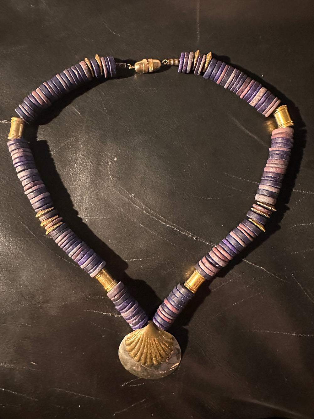 Vintage two tone & blue bone necklace