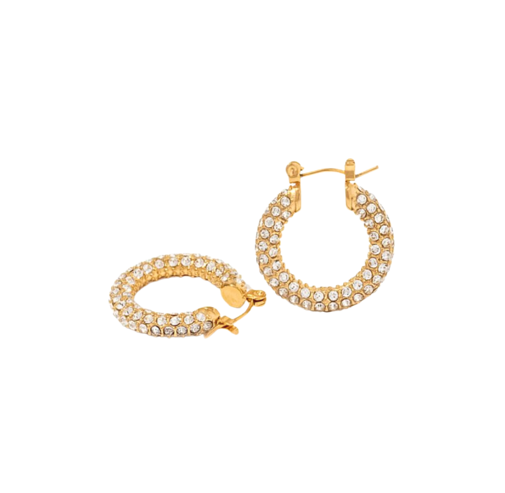 Sparkly Gold Hoop Earrings 18k Gold Plated Stainless Steel