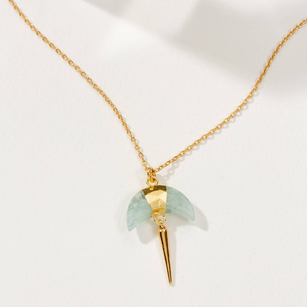 Crescent Horn Necklace - Aquamarine