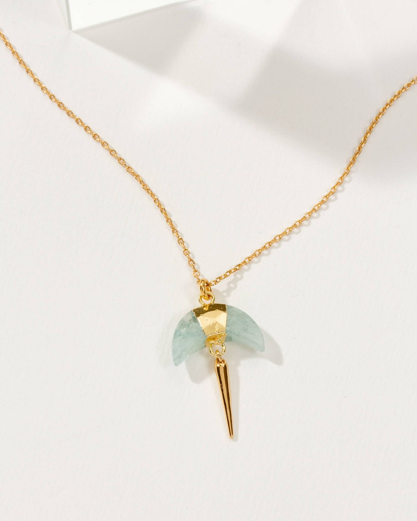 Crescent Horn Necklace - Aquamarine