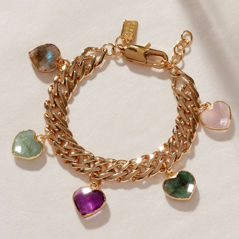 Lover's Spectrum Gemstone Heart Charm Bracelet