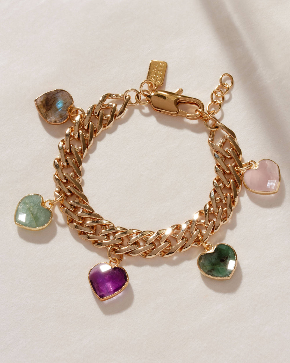 Lover's Spectrum Gemstone Heart Charm Bracelet