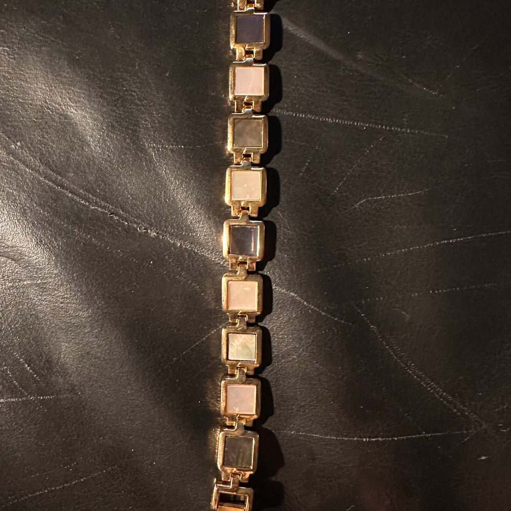 Vintage square mother of pearl link bracelet