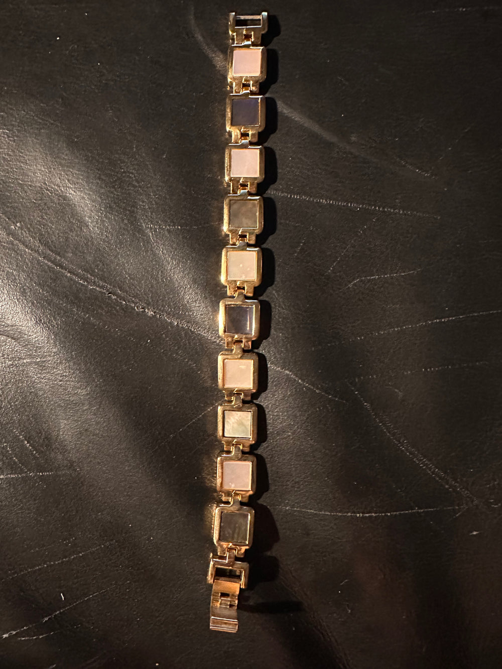 Vintage square mother of pearl link bracelet