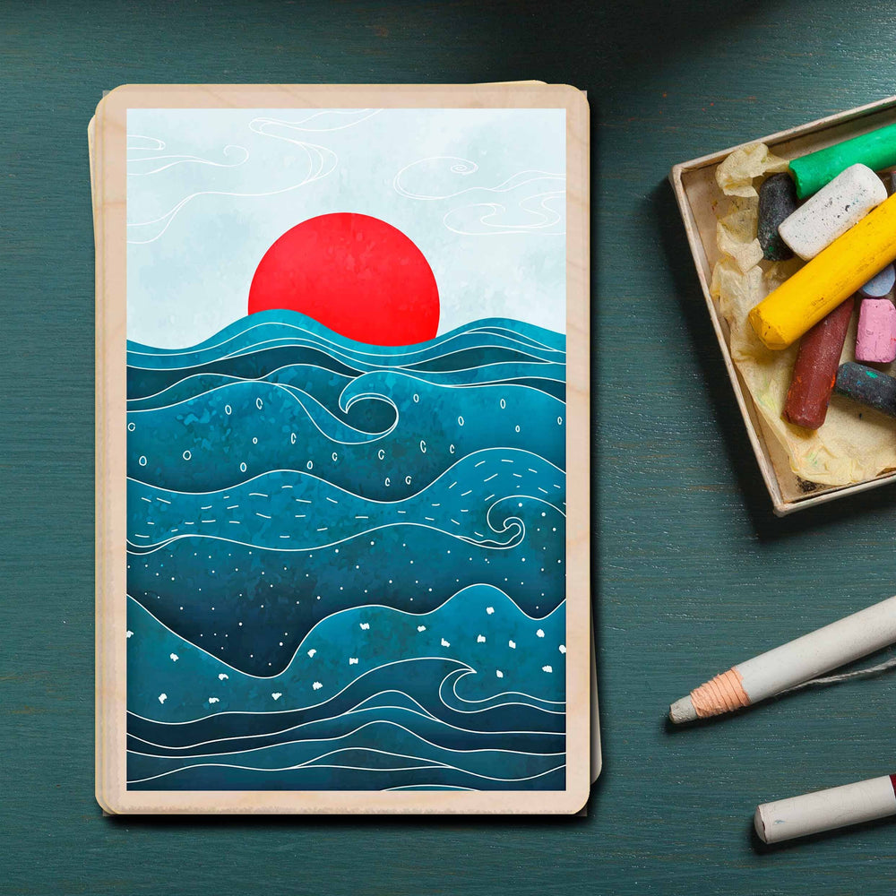 
                      
                        SUN AND SEA sustainable wood card, wood magnet
                      
                    