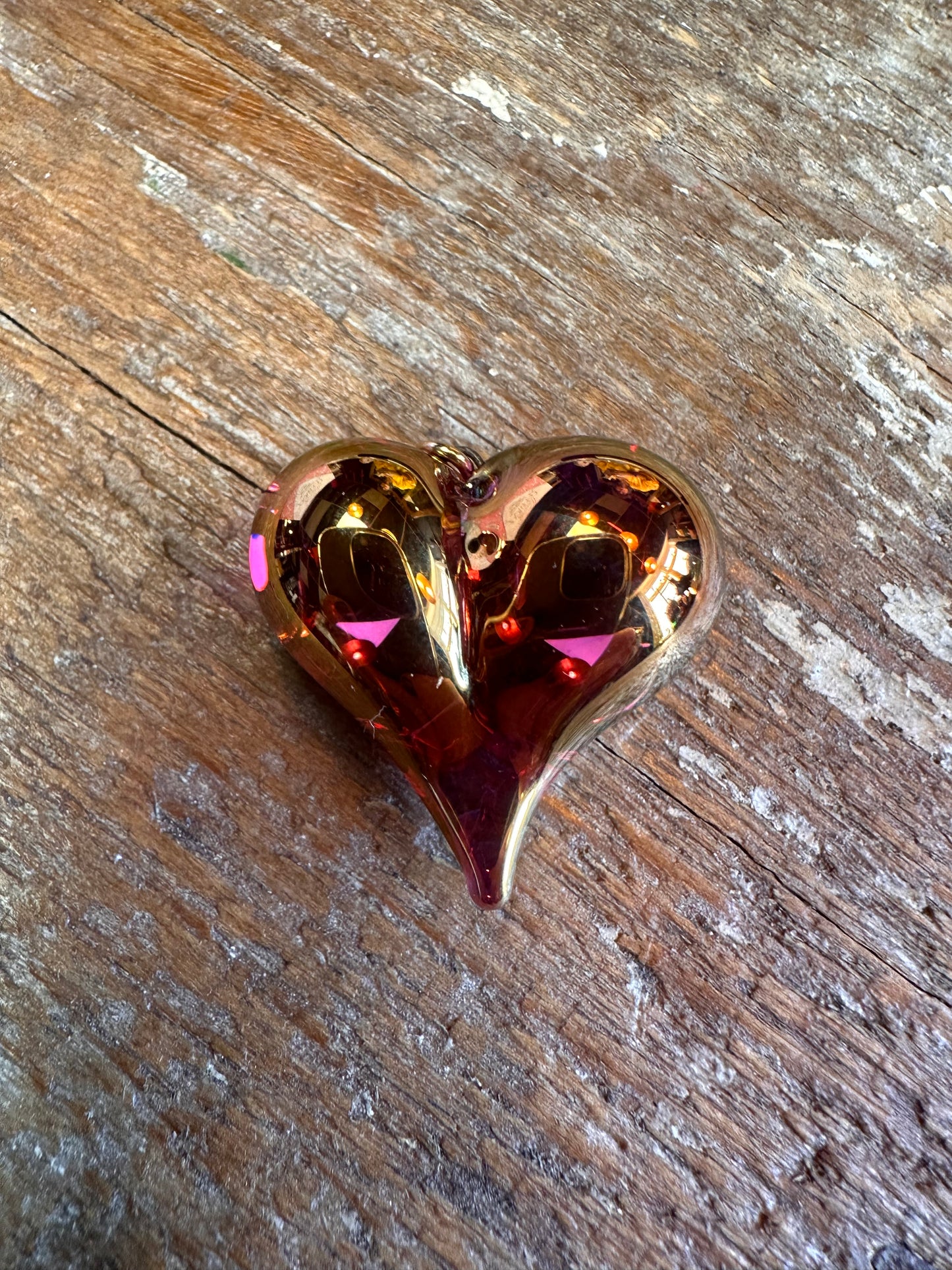 Vintage iridescent heart charm