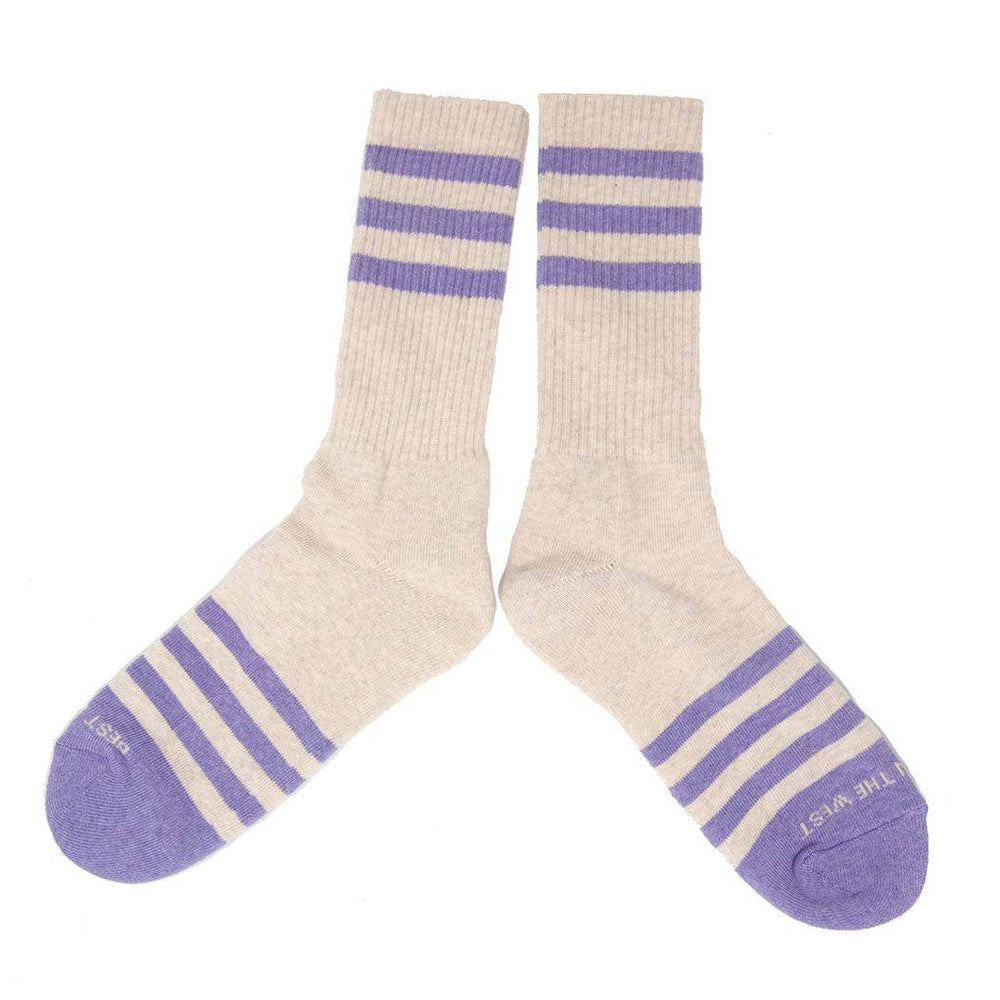 Heather Stripes Socks - Cream/Lavender