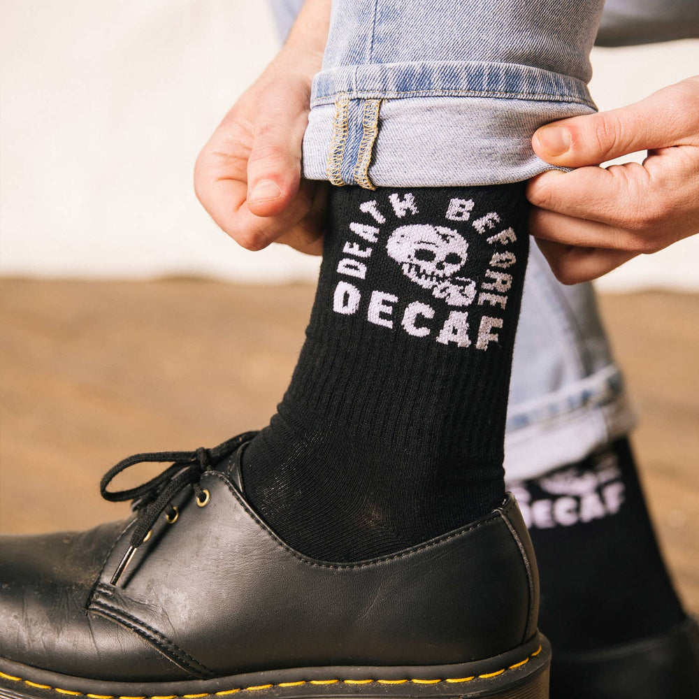 Death Before Decaf Coffee Crew Socks, Valentines Day Gift