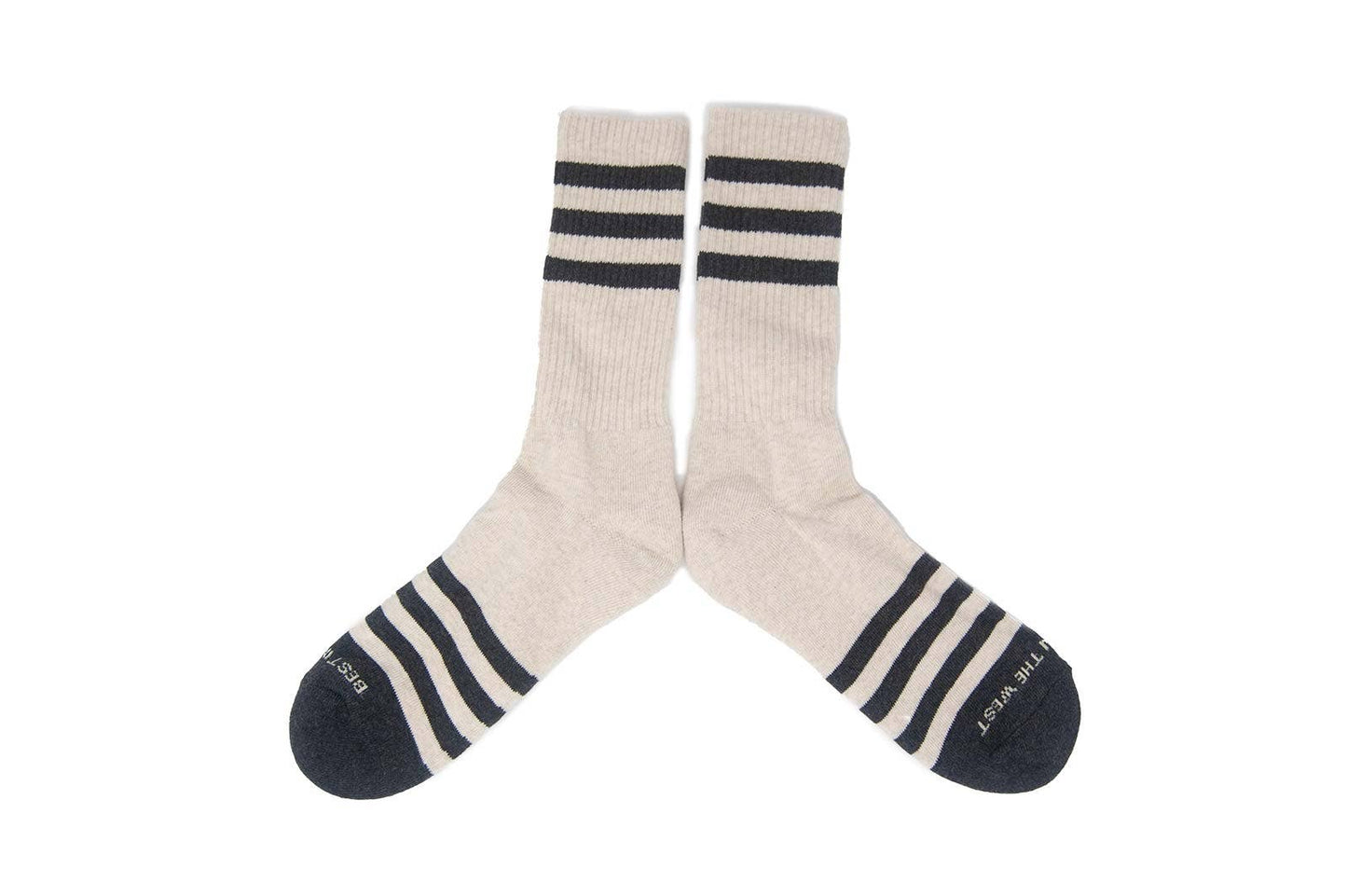 Heather Stripes Socks - Cream/Charcoal