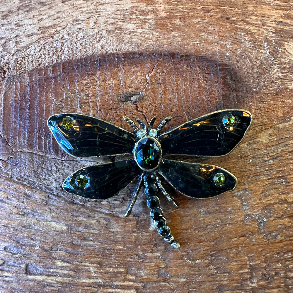 Vintage enamel dragonfly brooch