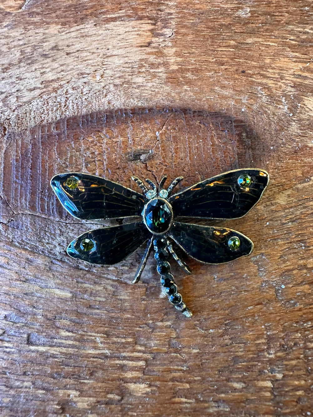 Vintage enamel dragonfly brooch