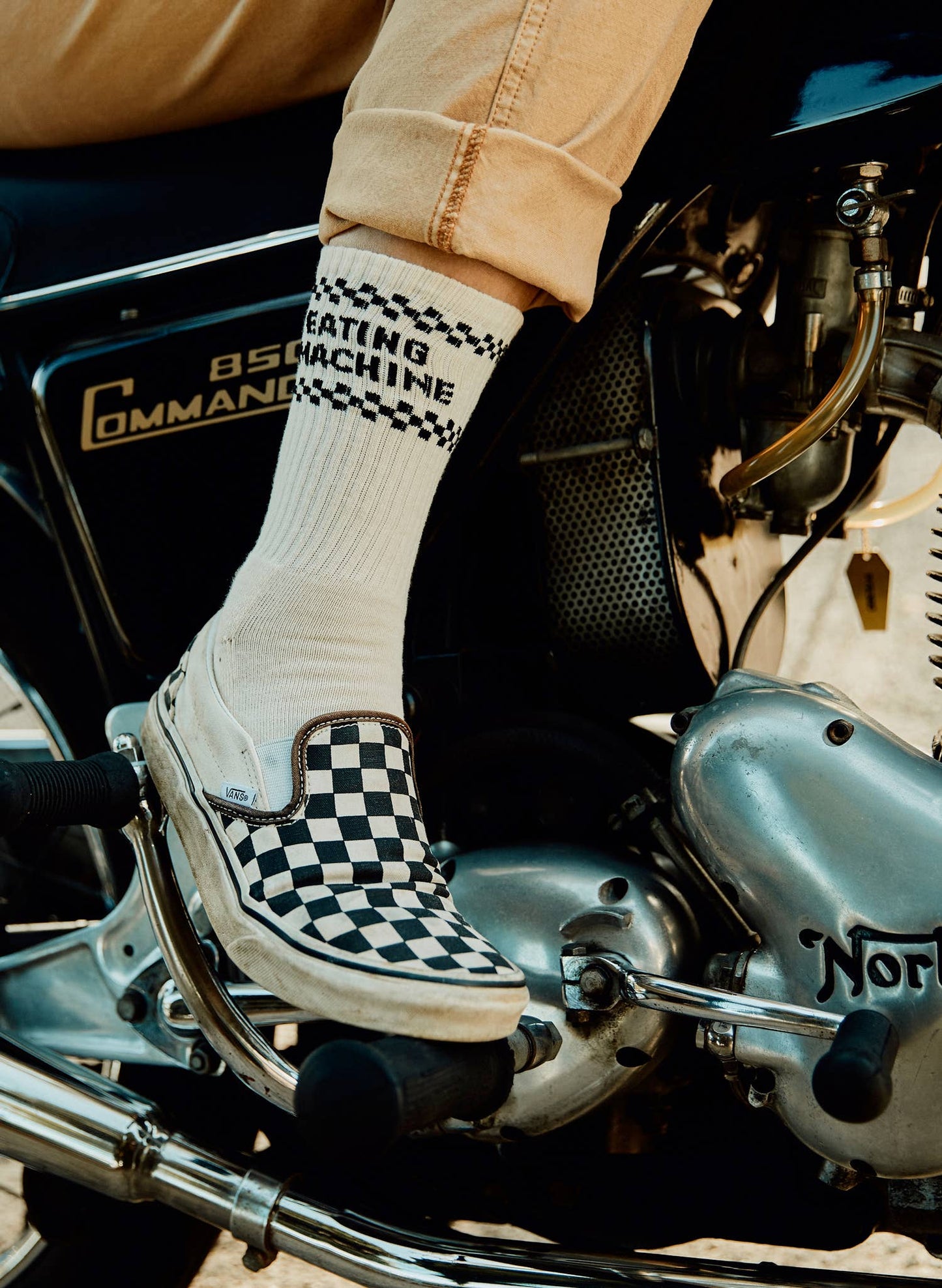 Eating Machine Checkerboard Comfy Crew Socks