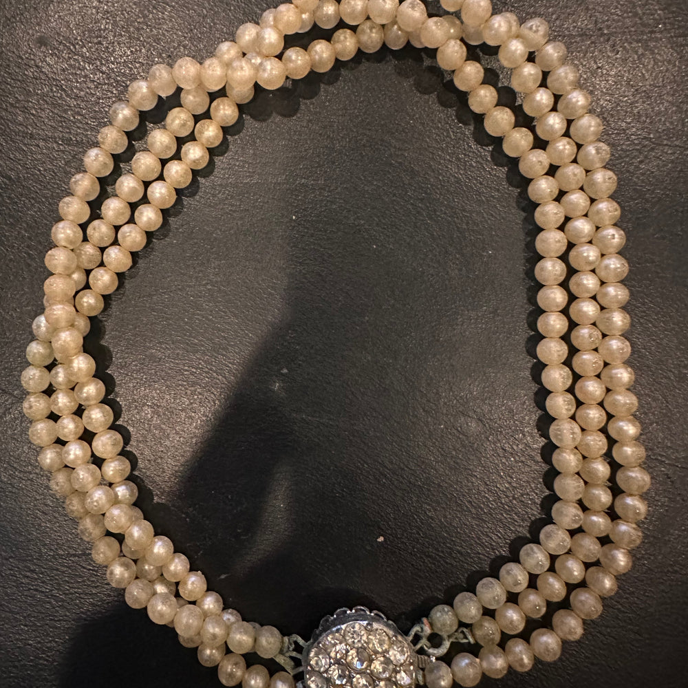 Vintage faux pearl three strand choker