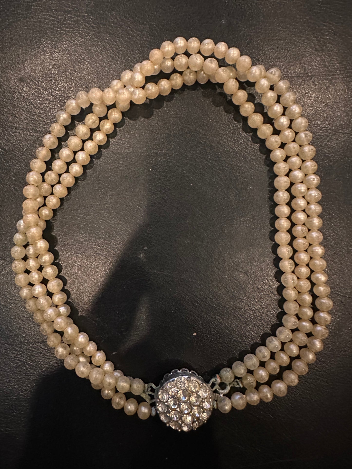 Vintage faux pearl three strand choker