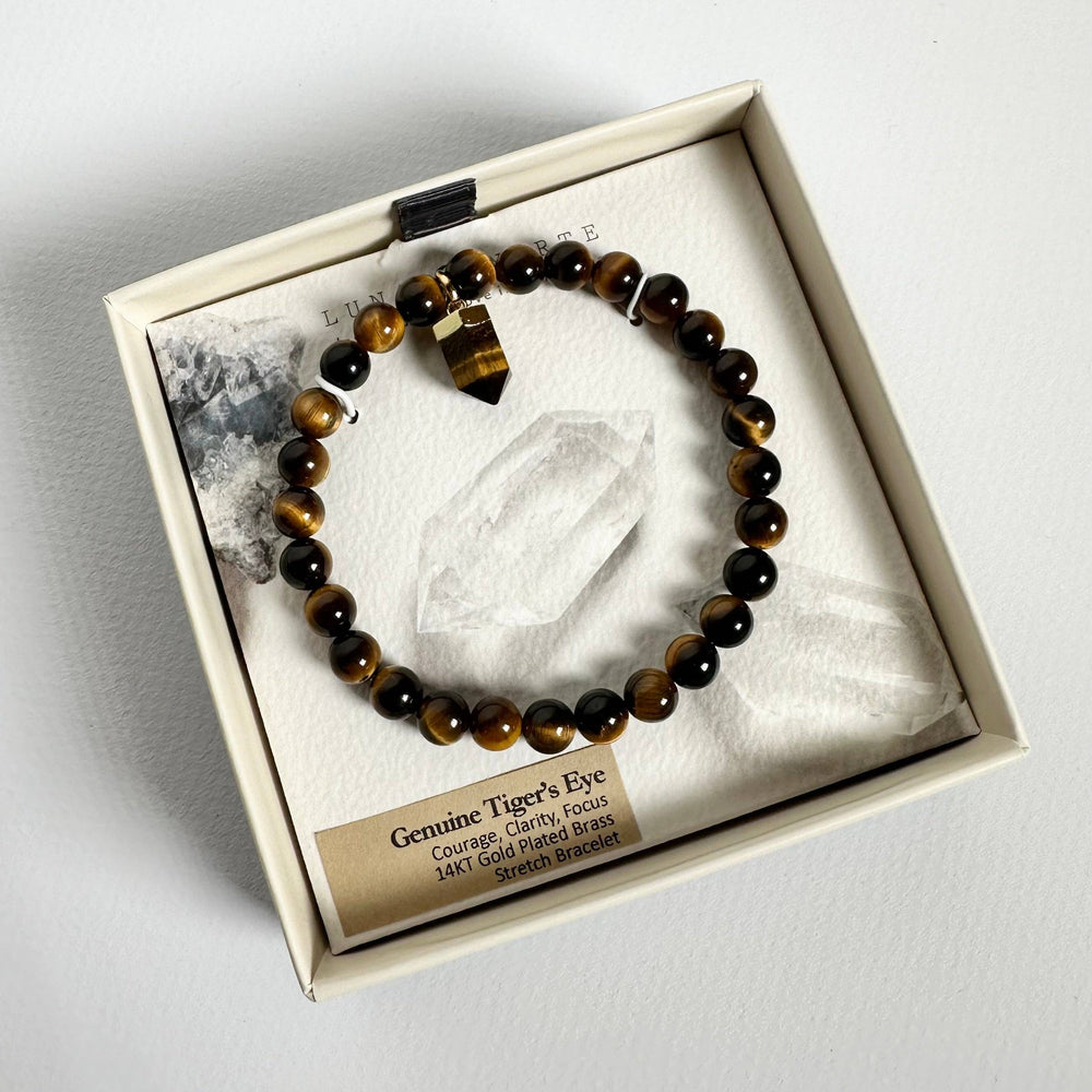 Healing Point Charm Stretch Bracelet - Tiger Eye