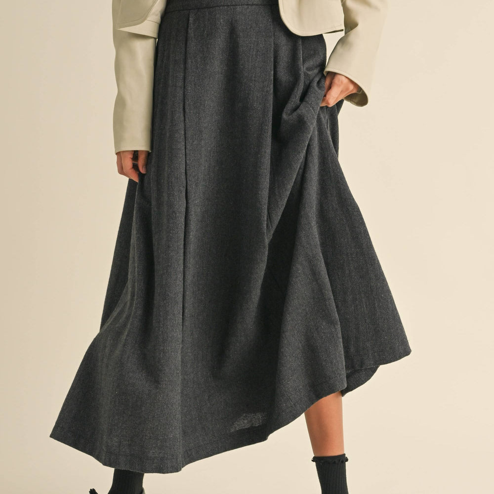 
                      
                        Gray Pleated Woven A Line Maxi Skirt
                      
                    