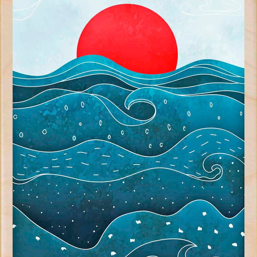 SUN AND SEA sustainable wood card, wood magnet