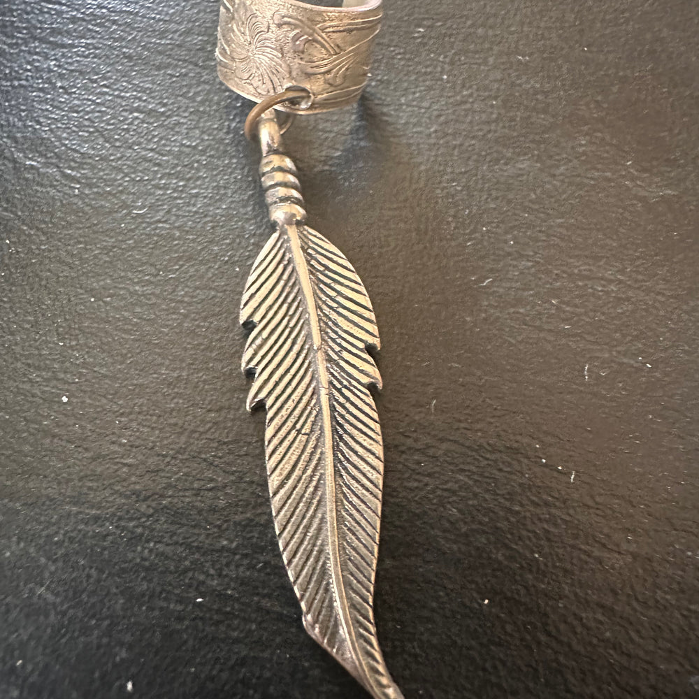 Vintage silver feather ear cuff