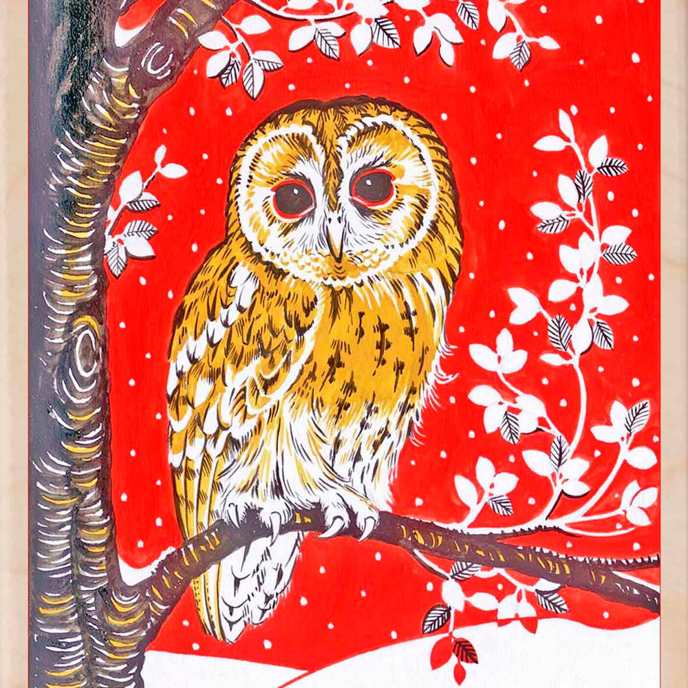 CHRISTMAS OWL wood Christmas Card Stocking Filler