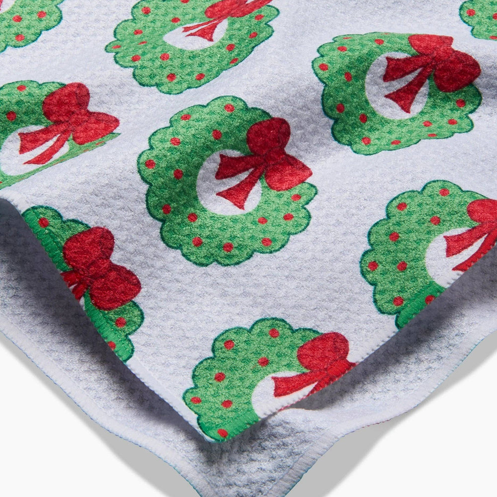 Wreath Wishes Tea Towel