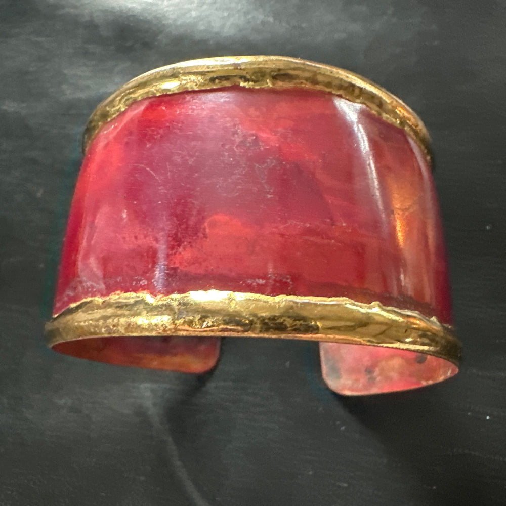 Vintage red and gold cuff