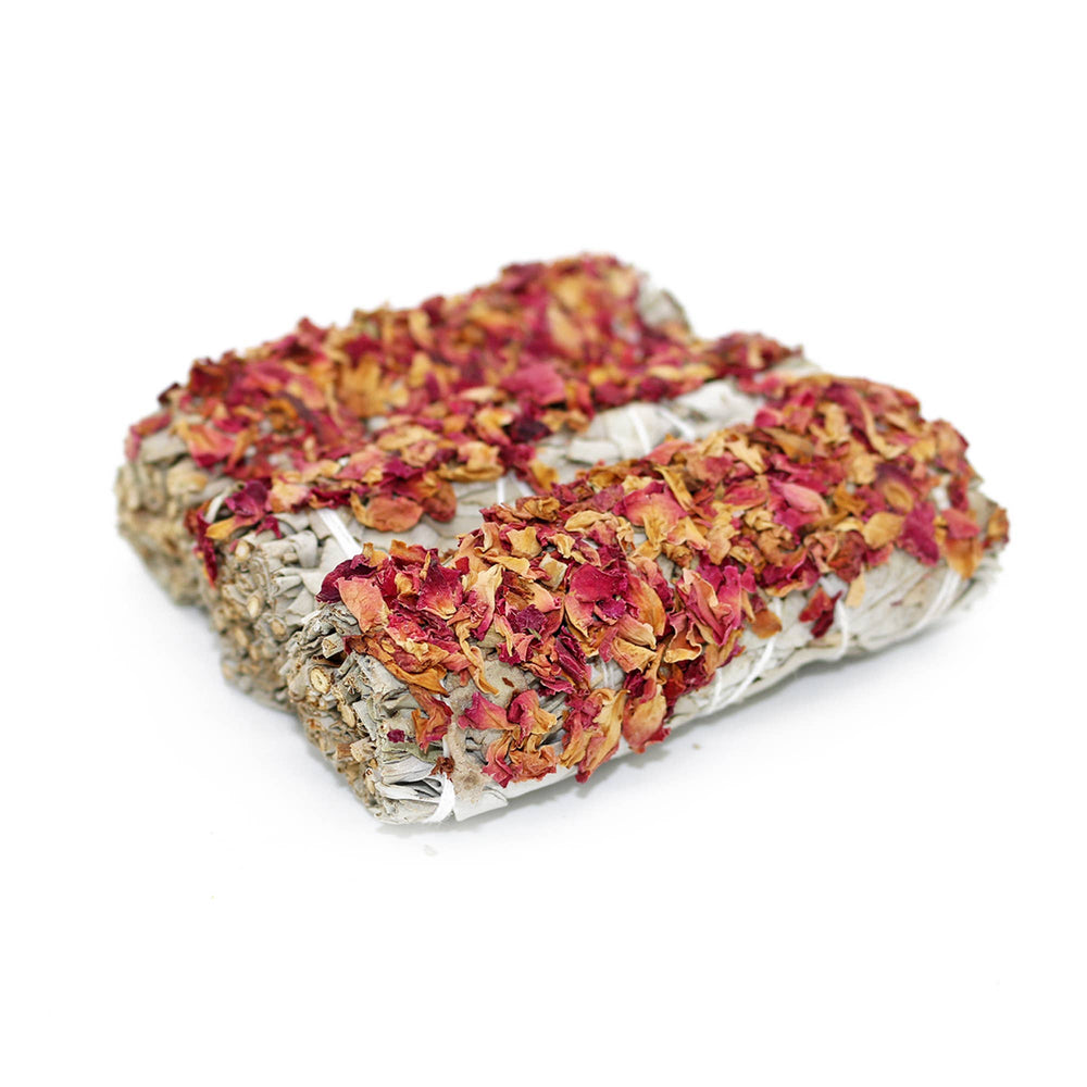 'Wild Rose' Floral White Sage Smudge Stick (4 in.)