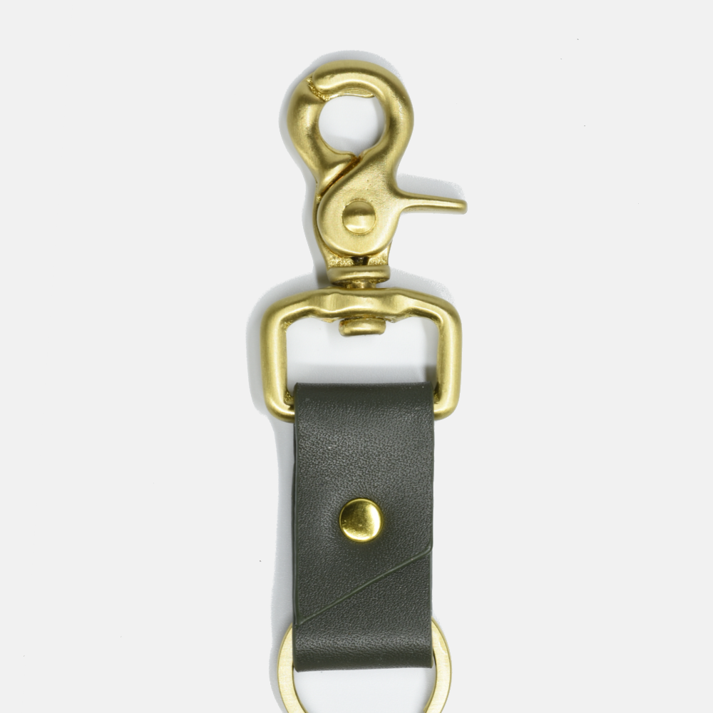 Olive Green Leather Keychain