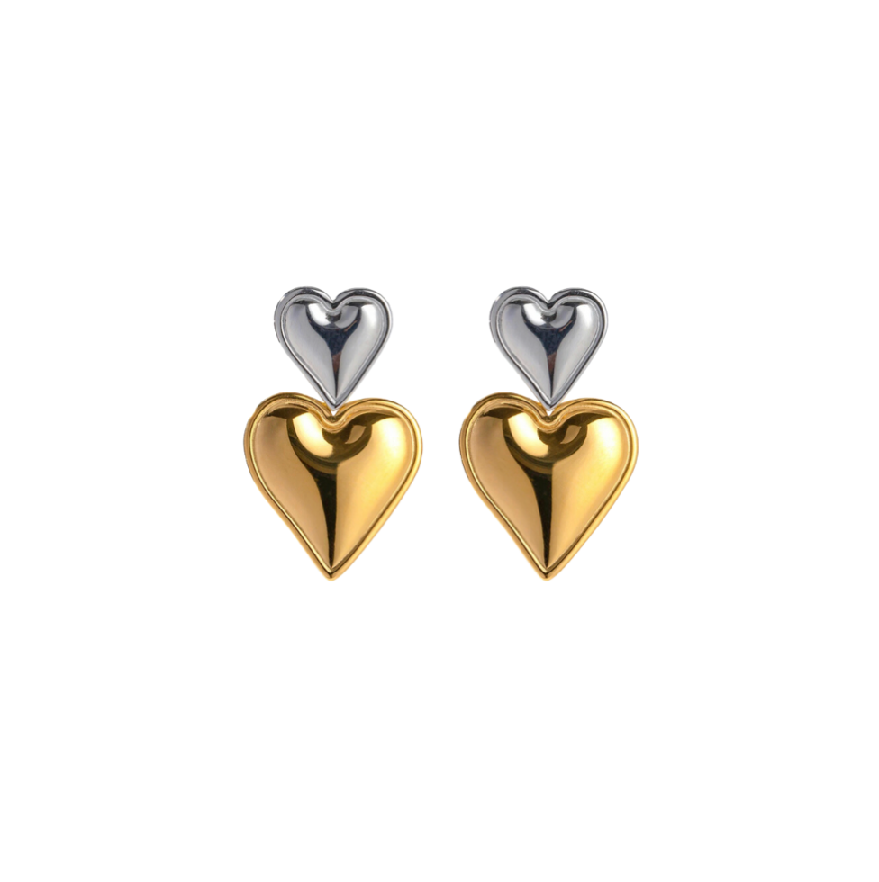 Zoe Earrings - Silver and Gold Hearts