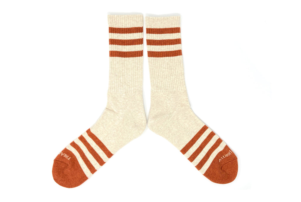 Heather Stripes Socks - Cream/Orange