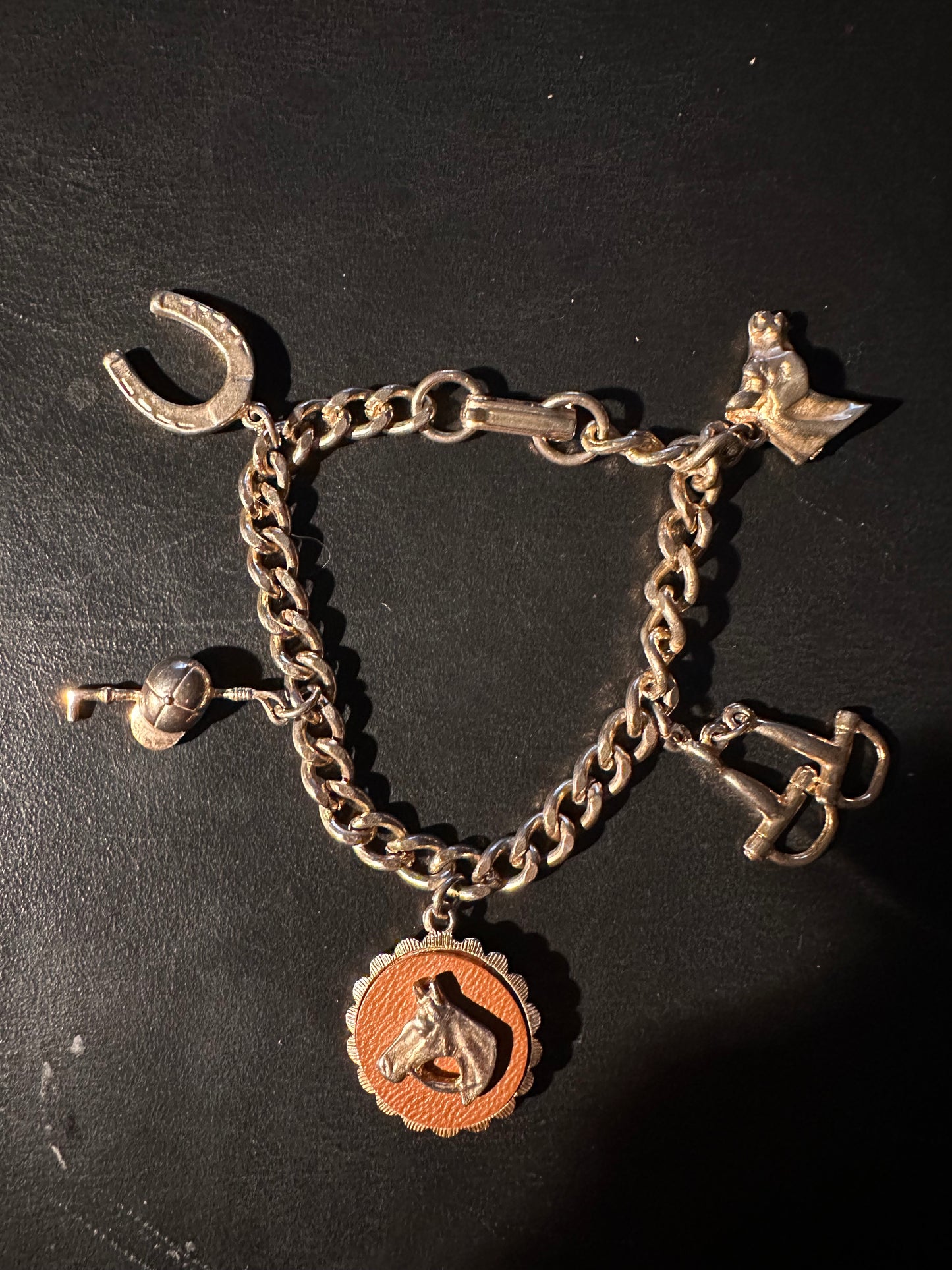 Vintage horse country charm bracelet