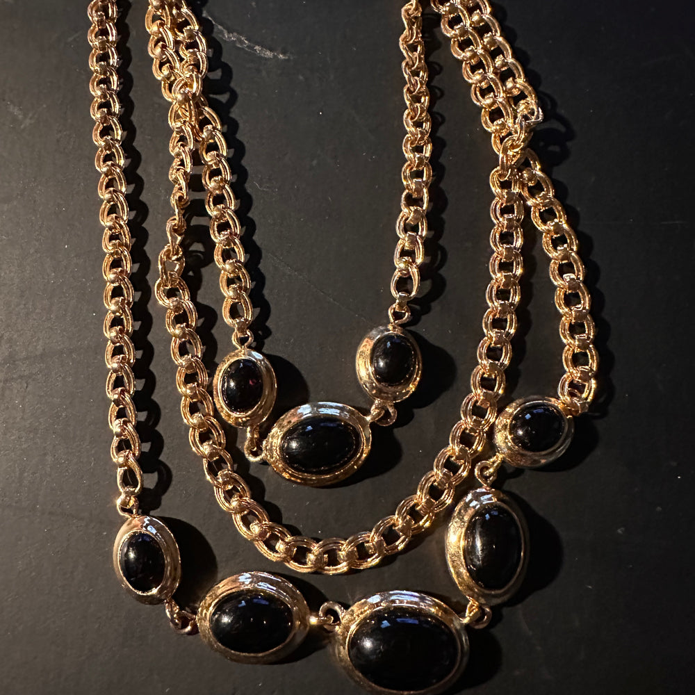 Vintage Monet, three strand gold necklace