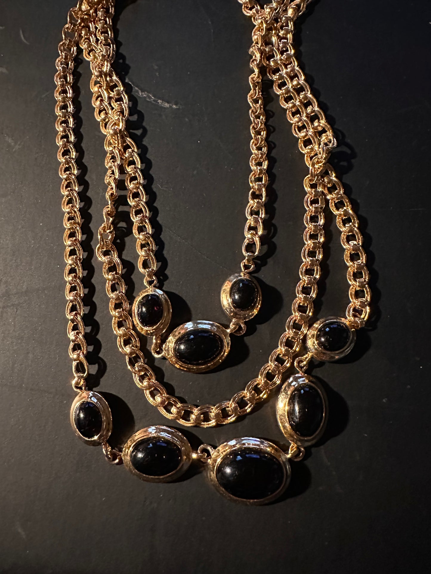 Vintage Monet, three strand gold necklace