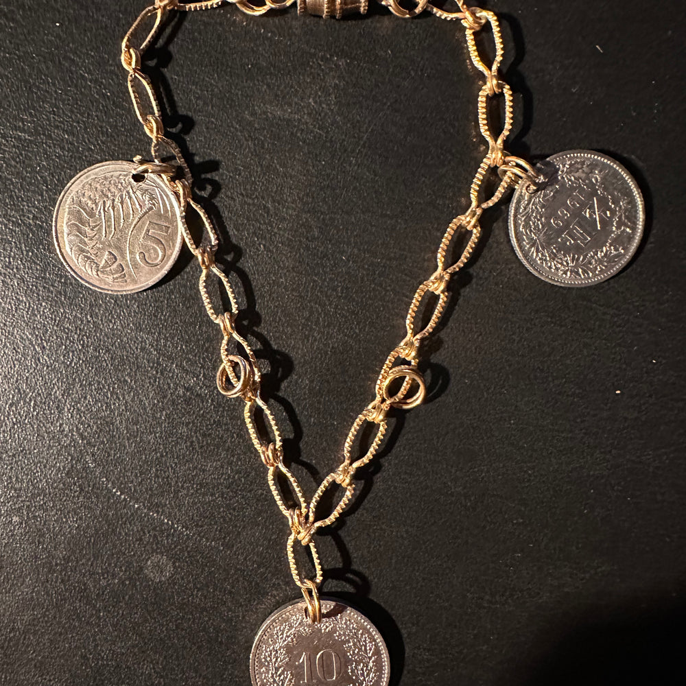 Vintage coin charm bracelet