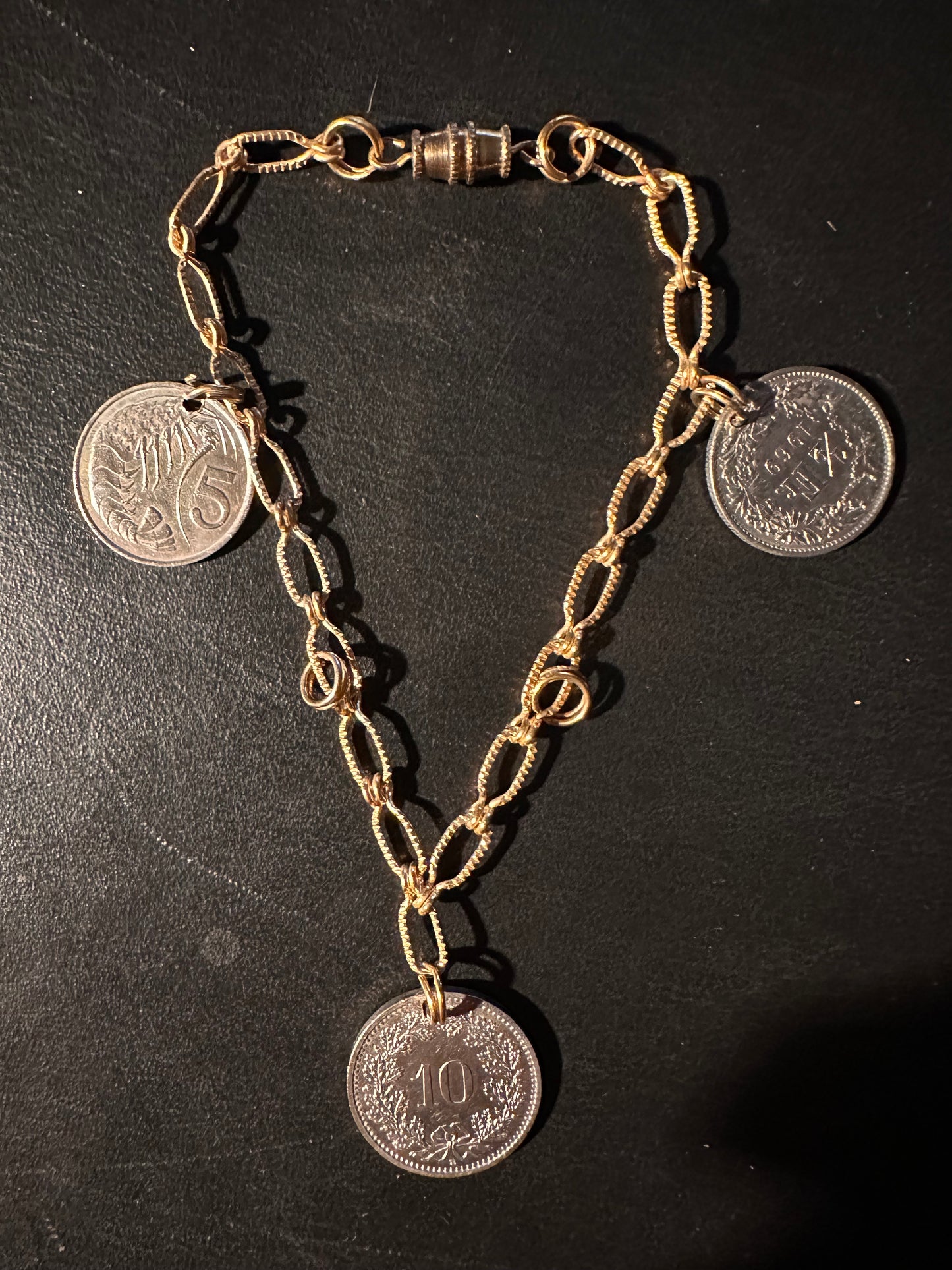 Vintage coin charm bracelet