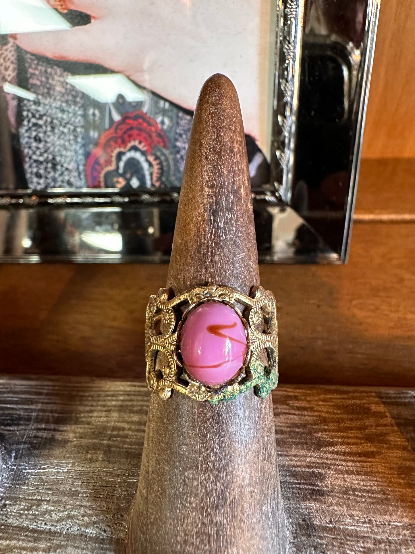 Vintage pink stone ring