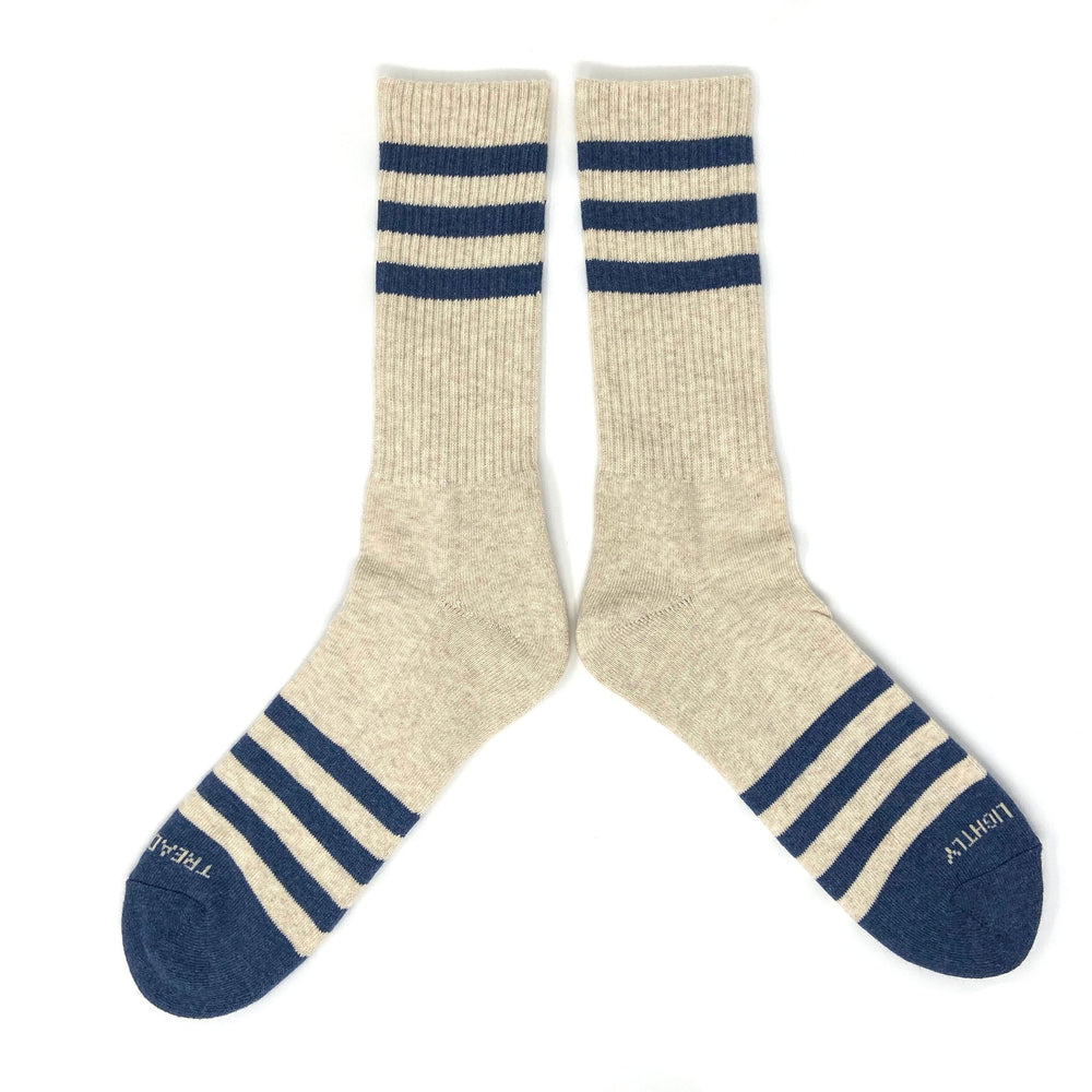 Heather Stripes Socks - Cream/Navy