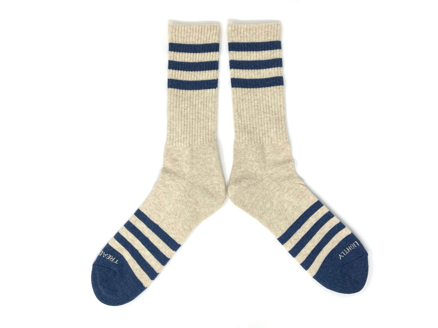 Heather Stripes Socks - Cream/Navy