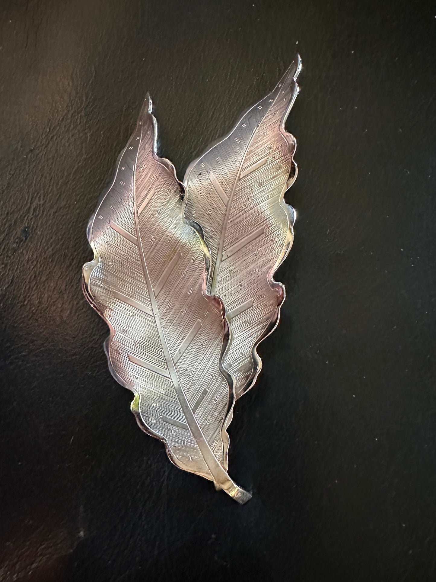 Vintage Coro Silver feather brooch