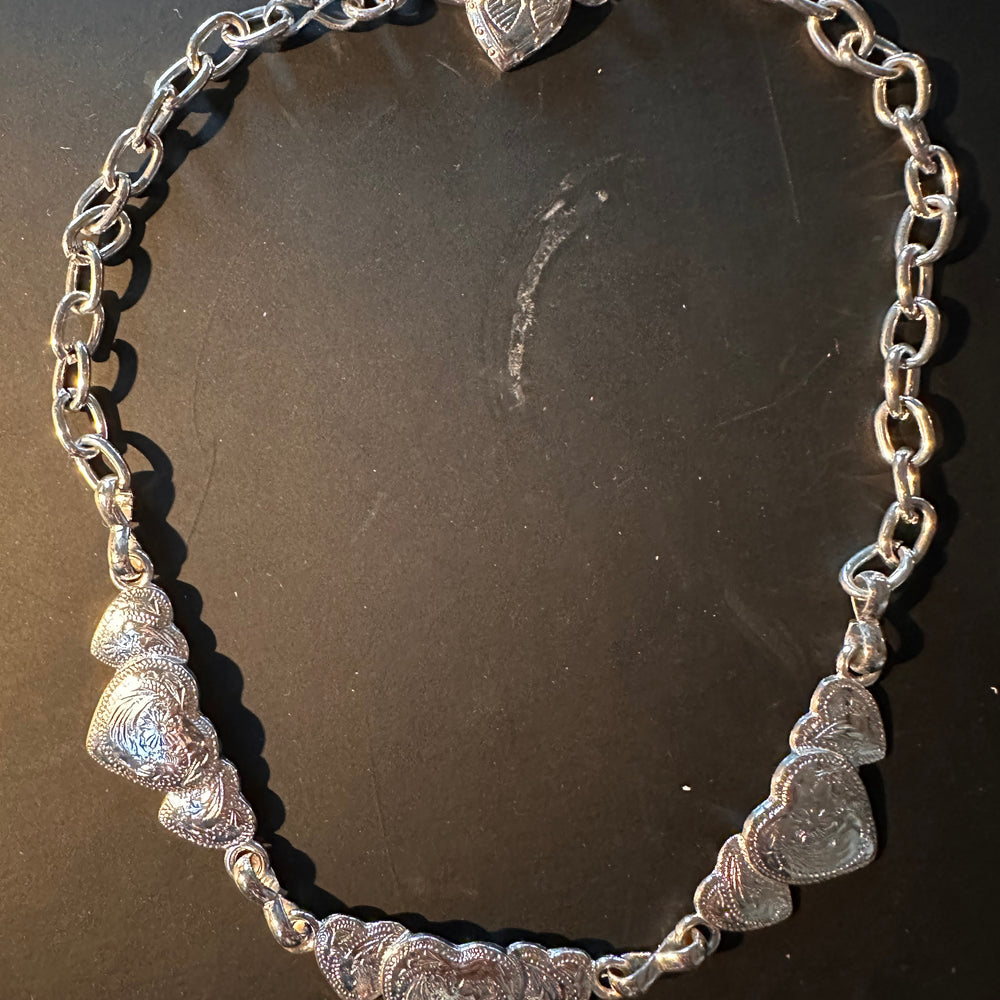 Vintage three heart silver necklace