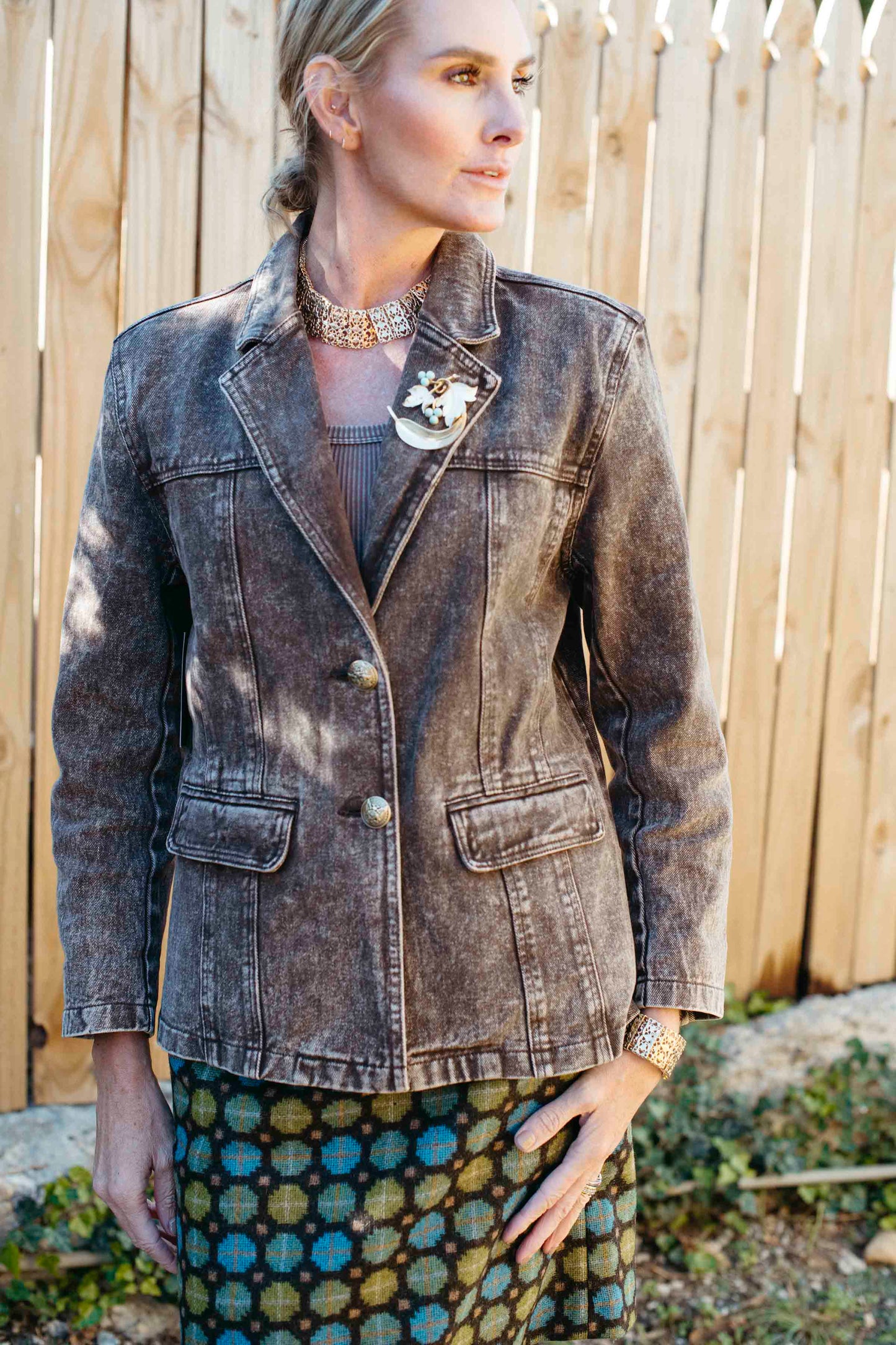 Lexie Color Washed Denim Blazer